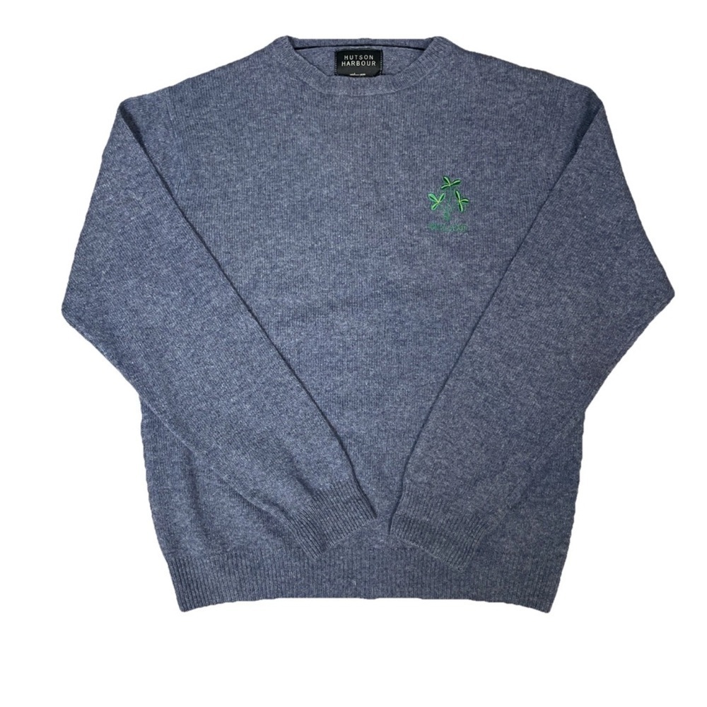 Hutson Harbour Crewneck Sweater Mens Size XL Knit Lambswool Ireland Embroidered